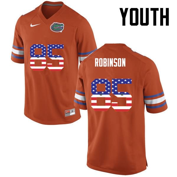 Youth NCAA Florida Gators James Robinson #85 Stitched Authentic USA Flag Fashion Nike Orange College Football Jersey QSU8365EY